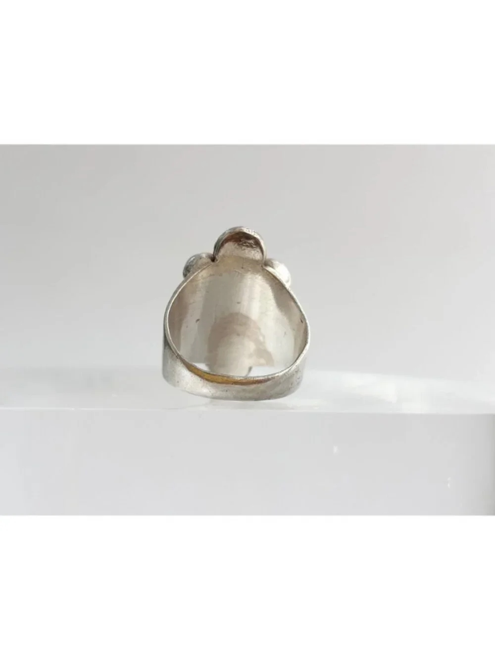 Amethyst Cabochon & Moonstone Art Deco Sterling Silver 925 Vintage Ring sz 6.75